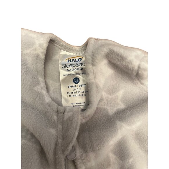 Halo SleepSack Swaddle S 3-6M Gray Star Fleece Wearable Blanket Wrap - Picture 5 of 6